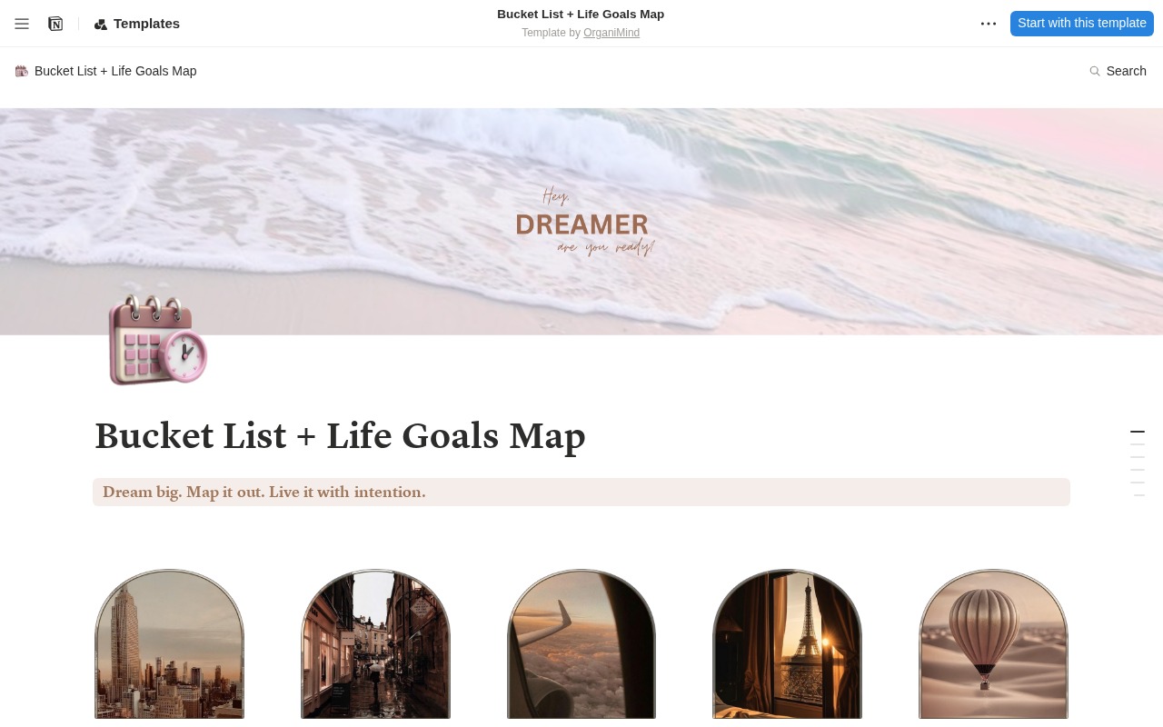 Bucket List + Life Goals template preview