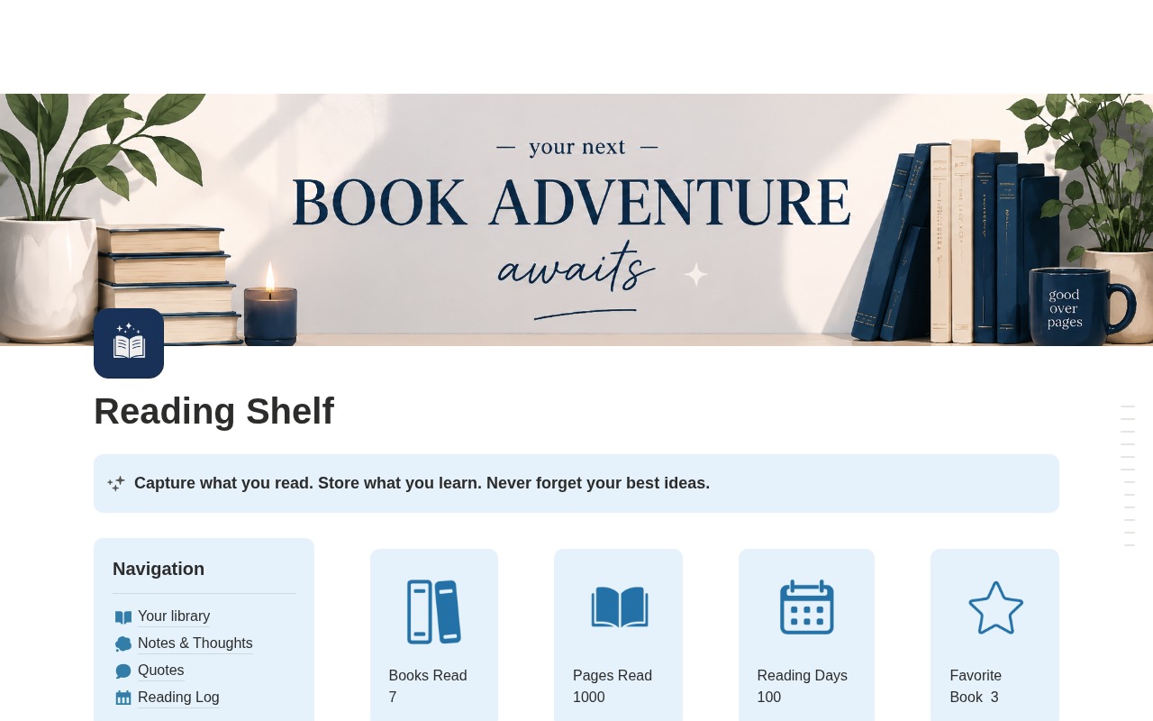 Reading Shelf Template full preview